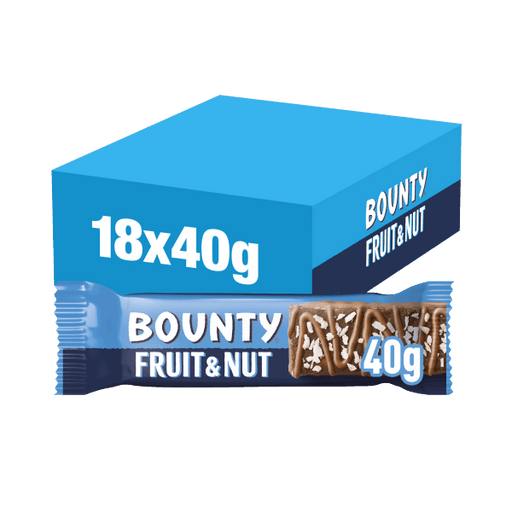 Bounty Fruit & Nut Milk Chocolate Bars – 18 x 40g - NetCrisps