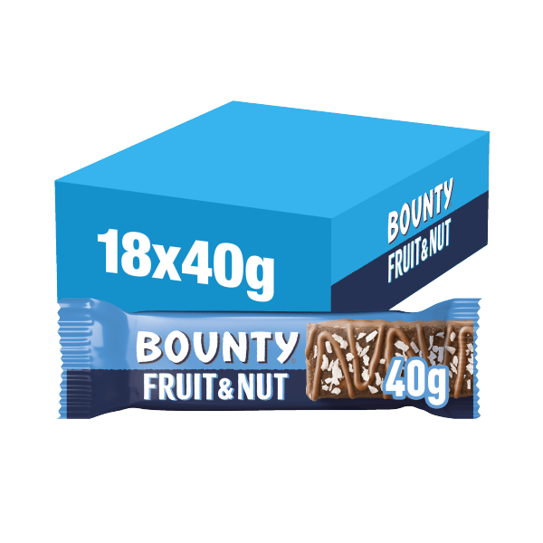 Bounty Fruit & Nut Milk Chocolate Bars – 18 x 40g - NetCrisps