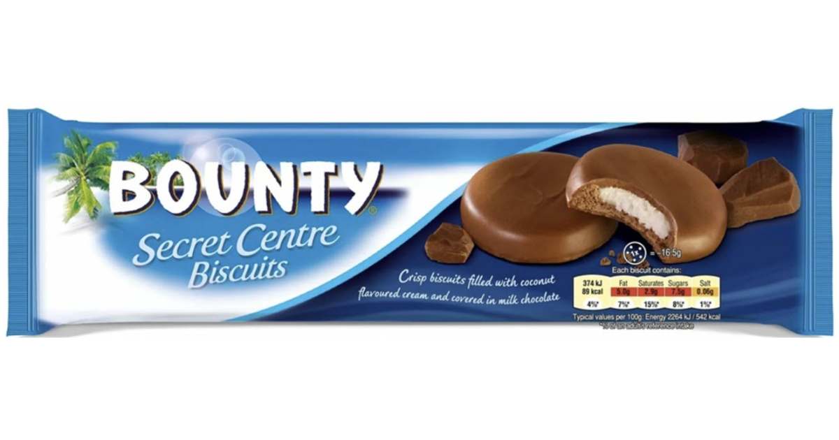 Bounty Secret Centre Biscuits 132g – Case of 12