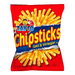 A box of 60 Tayto Chipsticks Salt & Vinegar (28g each), featuring the Tayto logo and image of crunchy french fry snacks on the red packaging.
