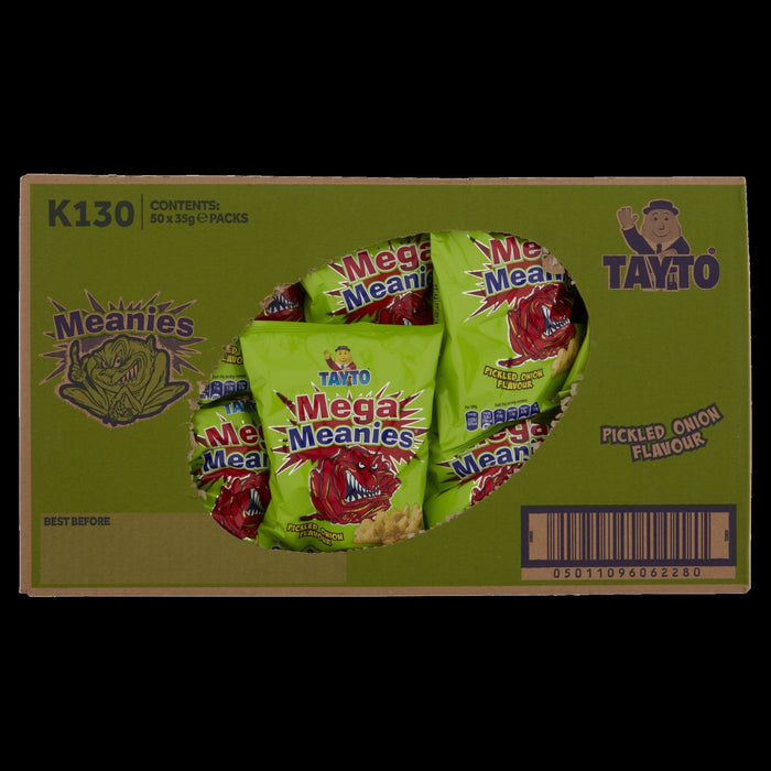 Box of Tayto Mega Meanies Pickled Onion | Box of 50 Packets (35g) | Netcrisps - NetCrisps