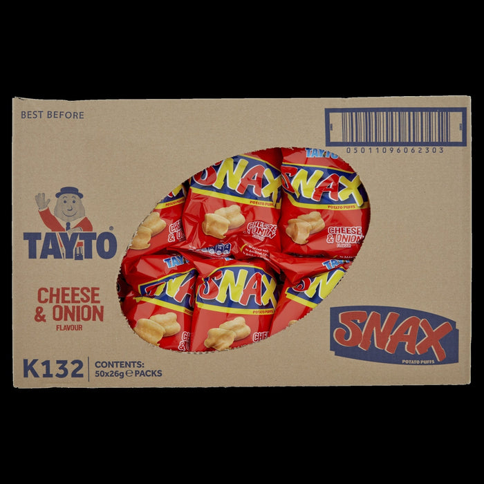 Box of Tayto Snax Cheese and Onion | Box of 50 Packets (26g) | Netcrisps - NetCrisps