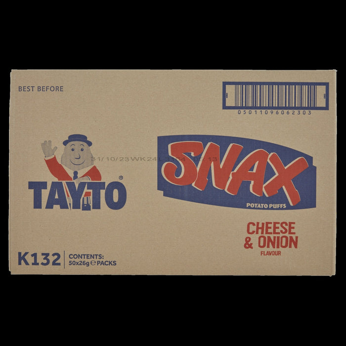 Box of Tayto Snax Cheese and Onion | Box of 50 Packets (26g) | Netcrisps - NetCrisps