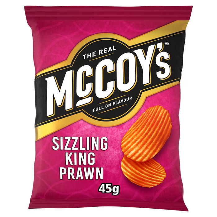 McCoy's Sizzling King Prawn Ridge Cut Crisps – Bulk Box 36 x 45g