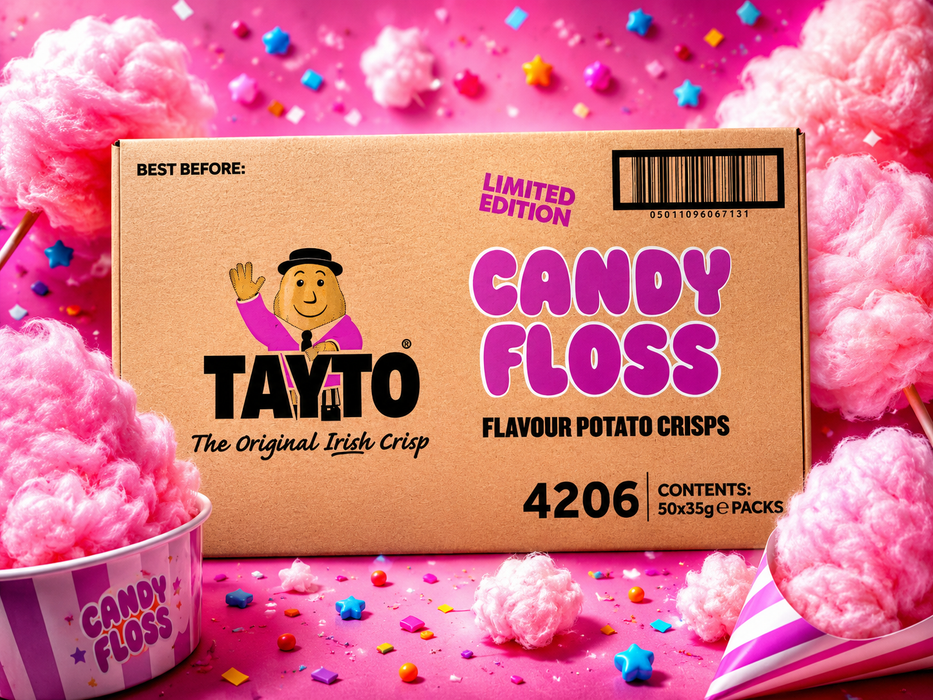 Tayto Candyfloss & Cheese & Onion Crisps – 50 x 35g Limited Edition