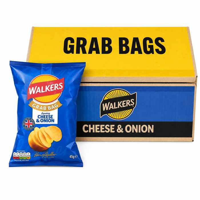 Walkers Cheese and Onion Crisps | Box of 32 Packets (45g) | Bulk Buy | Netcrisps