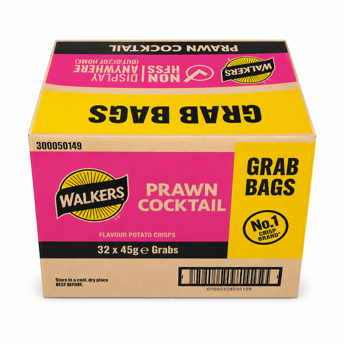 Walkers Prawn Cocktail Crisps | Box of 32 Packets (45g) | Bulk Buy | Netcrisps