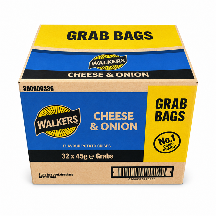 Walkers Cheese and Onion Crisps | Box of 32 Packets (45g) | Bulk Buy | Netcrisps