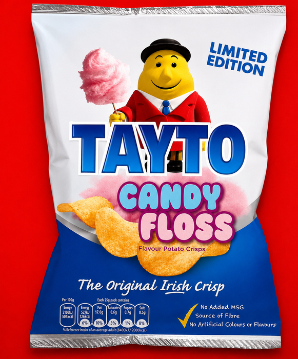 Tayto Candyfloss & Cheese & Onion Crisps – 50 x 35g Limited Edition