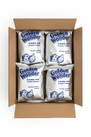 Golden Wonder Cheese & Onion Crinkle Cut Crisps 8 x 200g - NetCrisps