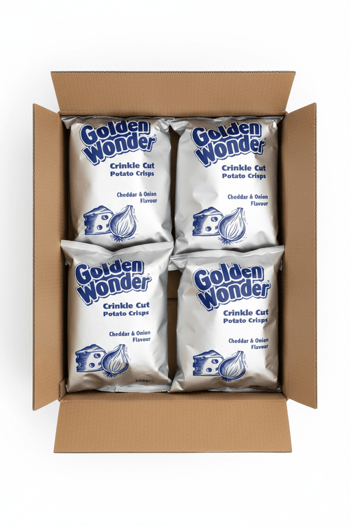 Golden Wonder Cheese & Onion Crinkle Cut Crisps 8 x 200g - NetCrisps