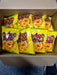 A cardboard box contains 20 x 26g packs of Golden Wonder Onion Rings, each pack featuring the brands logo and an image of crunchy onion rings on the front, neatly arranged in two layers.