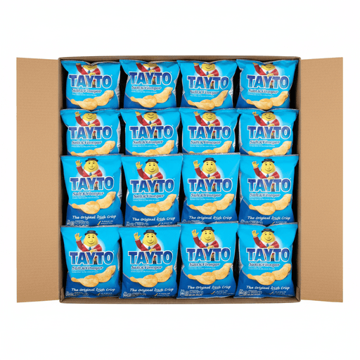 Half Box of Tayto Salt and Vinegar | Box of 25 Packets (35g) (Shop/Pub Size) - NetCrisps