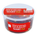 A plastic tub filled with Haribo Giant Cola gummy candies, featuring a red label and a transparent lid.