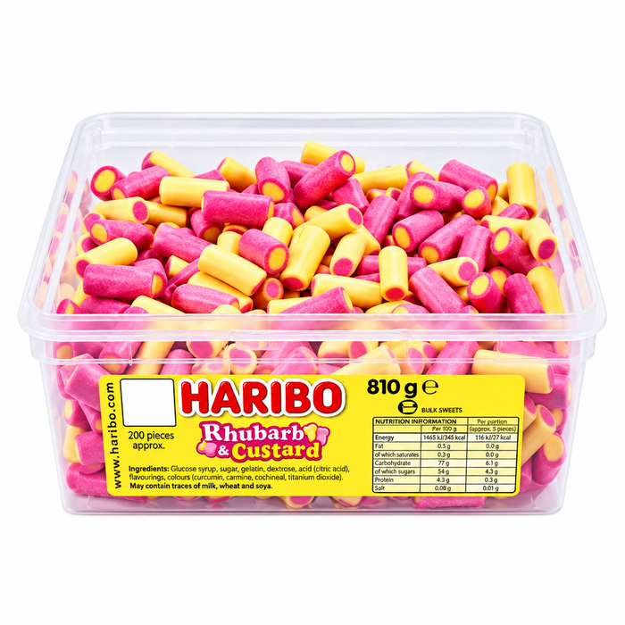 Haribo Rhubarb & Custard Sweets | Tub of 300 Pieces