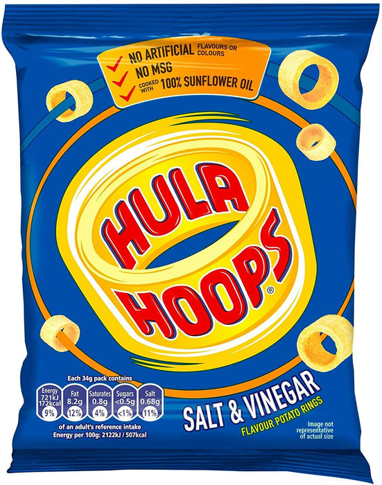 Hula Hoops Salt & Vinegar 32 x 34g - NetCrisps