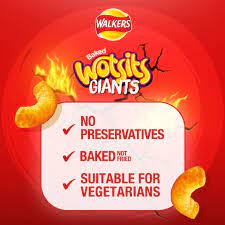 Walkers Baked Wotsits Giants Sweet & Spicy Flamin' Hot | Box of 9 (130g)