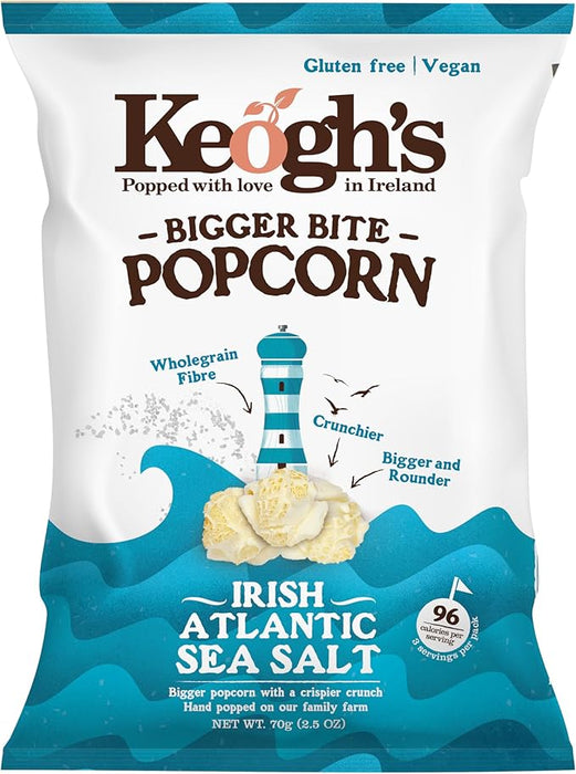 Keoghs Bigger Bite Irish Atlantic Sea Salt Popcorn 12 x 70g(sharebags)|Netcrisps - NetCrisps