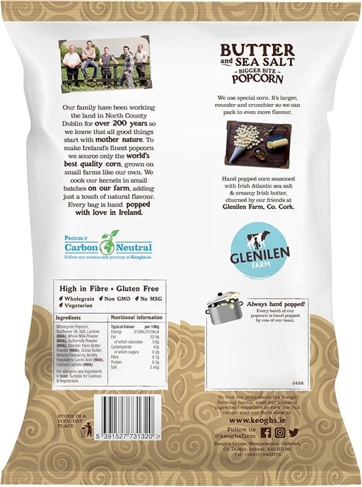 Keogh's Butter & Sea Salt Popcorn | Box of 12 Share Bags (70g) | Netcrisps - NetCrisps
