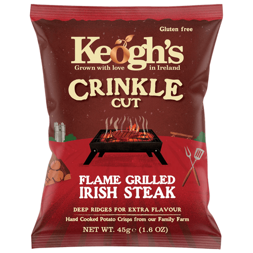 Keogh's Crinkle Cut Flame Grilled Irish Steak Crisps 24x45g|Netcrisps - NetCrisps