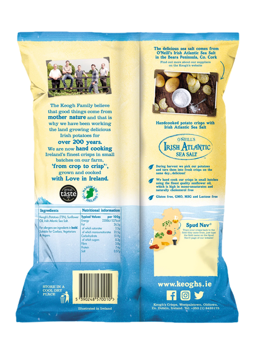 Keogh's Irish Atlantic Sea Salt Crisps - 24 x 45g Case|Netcrisps - NetCrisps