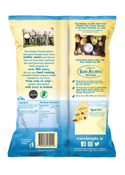 Keogh's Irish Atlantic Sea Salt Crisps - 24 x 45g Case|Netcrisps - NetCrisps