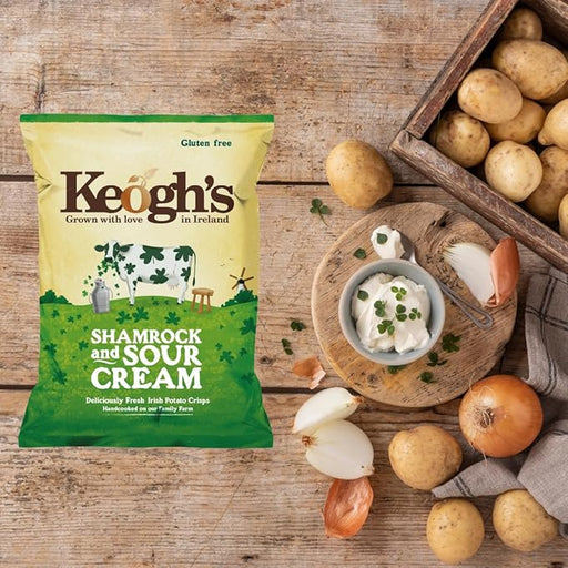 Keogh's Shamrock & Sour Cream Irish Potato Crisps - 24 x 45g|Netcrisps - NetCrisps