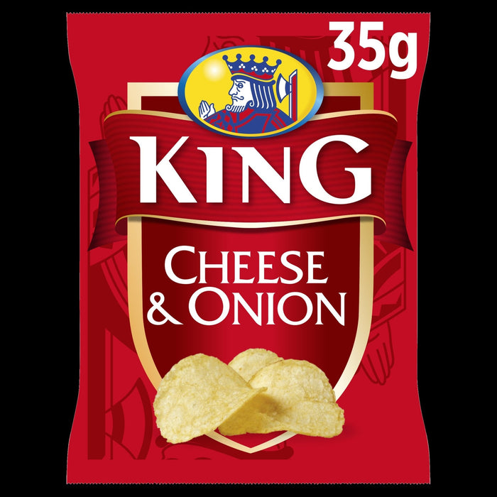 King Crisps Cheese & Onion | Box of 50 Packets (35g) | Irish Classic | Netcrisps - NetCrisps