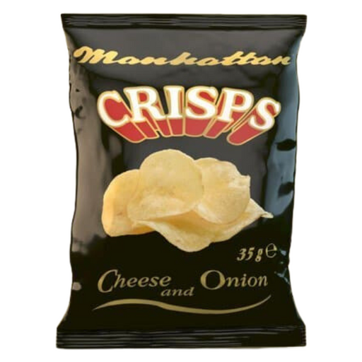Manhattan Cheese & Onion Crisps | Box of 48 Packets (35g)