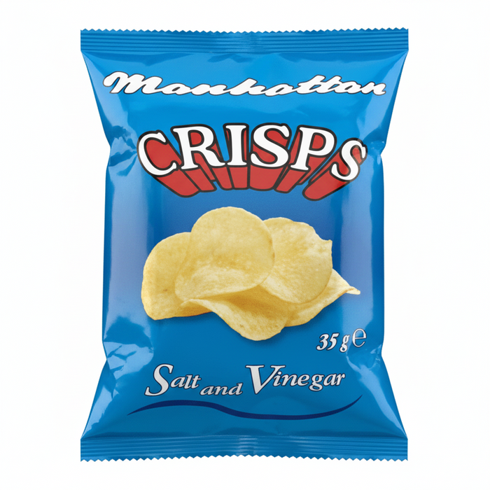 Manhattan Salt & Vinegar Crisps | Box of 48 Packets (35g) - NetCrisps