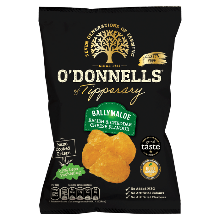 O'Donnells Ballymaloe Relish and Cheddar Cheese | Box of 12 Packets (125g) - NetCrisps