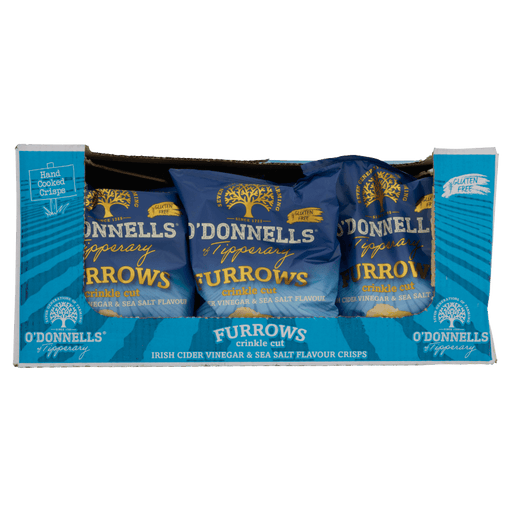 O'Donnells Crinkle Cut Irish Cider Vinegar & Sea Salt Box of 12 share bags. - NetCrisps