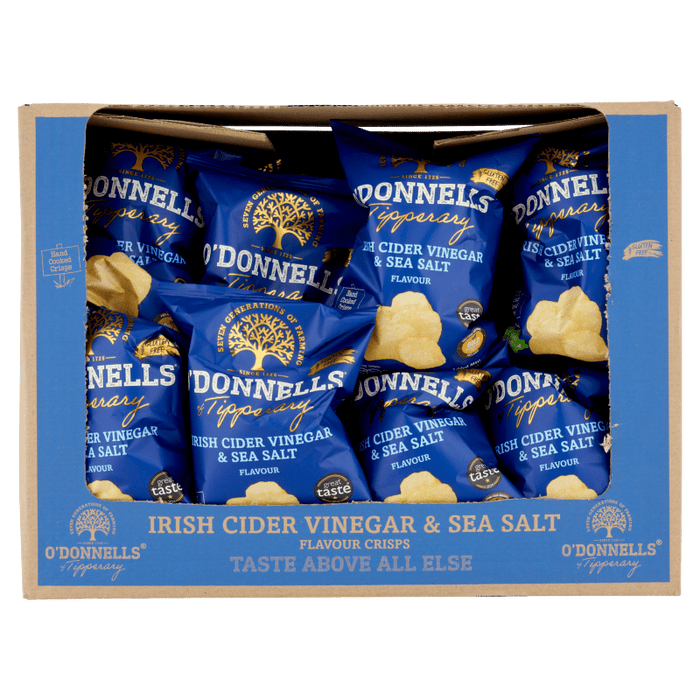 O'Donnells Irish Cider Vinegar & Sea Salt | Box of 32 Packets (50g) - NetCrisps