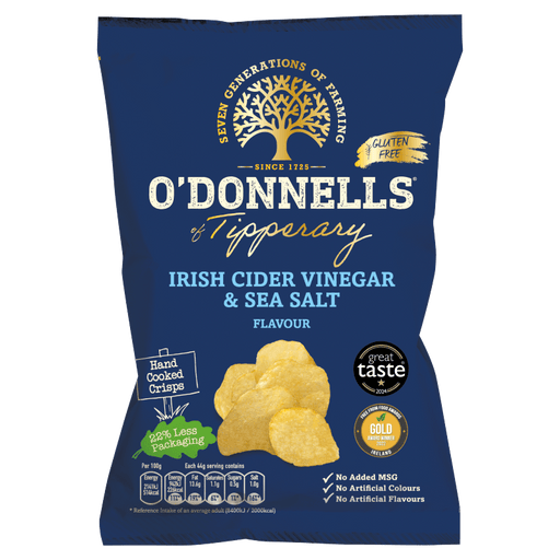 O'Donnells Irish Cider Vinegar & Sea Salt | Box of 32 Packets (50g) - NetCrisps