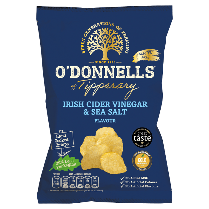 O'Donnells Irish Cider Vinegar & Sea Salt | Box of 32 Packets (50g) - NetCrisps