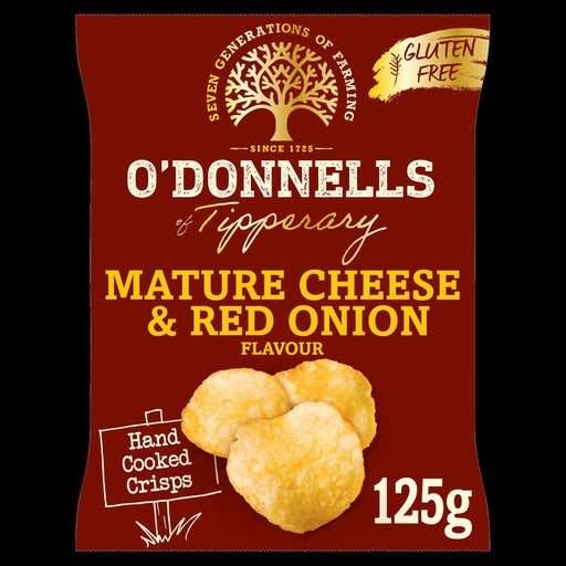 O'Donnells Mature Cheese and Red Onion | Box of 12 Large Bags (125g) - NetCrisps
