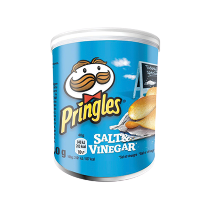 Pringles Salt and Vinegar | Tray of 12 Tubs (40g) - Crisps