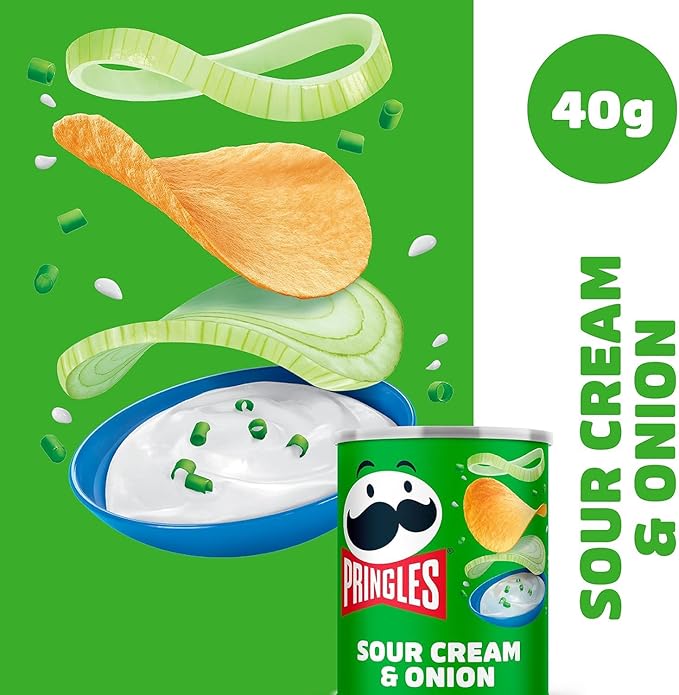 Pringles Sour Cream & Onion | Sourcream Chips | 12 Small Tins for on the Go (12 X 40 g) - NetCrisps