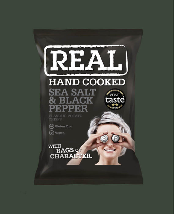 Real Crisps Sea Salt and Black Pepper Flavour Hand Cooked Potato Crisps 150g - NetCrisps