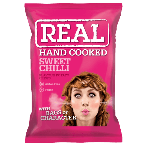 REAL Hand Cooked Crisps Sweet Chilli 10 x 150g | Premium Irish Sharing Bags - NetCrisps