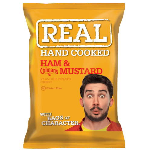 Real Hand Cooked Ham & Colemans Mustard Flavour 150g Full Box (10Pack) - NetCrisps