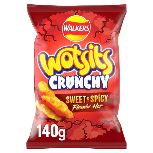 Wotsits Crunchy Sweet & Spicy Flamin' Hot | Box of 12 Packets (140g)