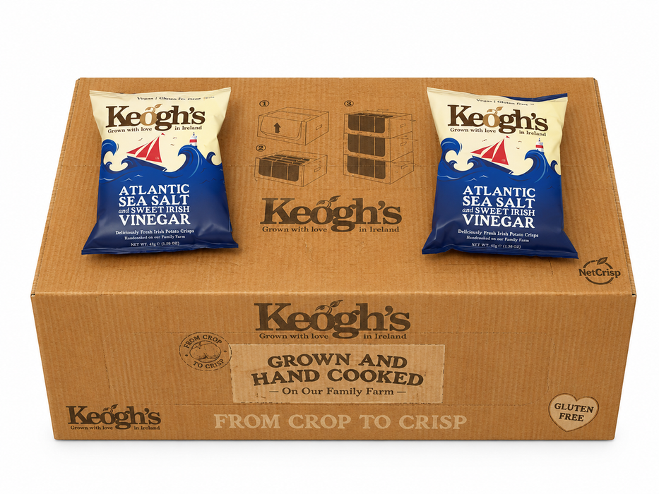 Keoghs Atlantic Sea Salt & Sweet Irish Vinegar Crisps | Box of 24 x 45g
