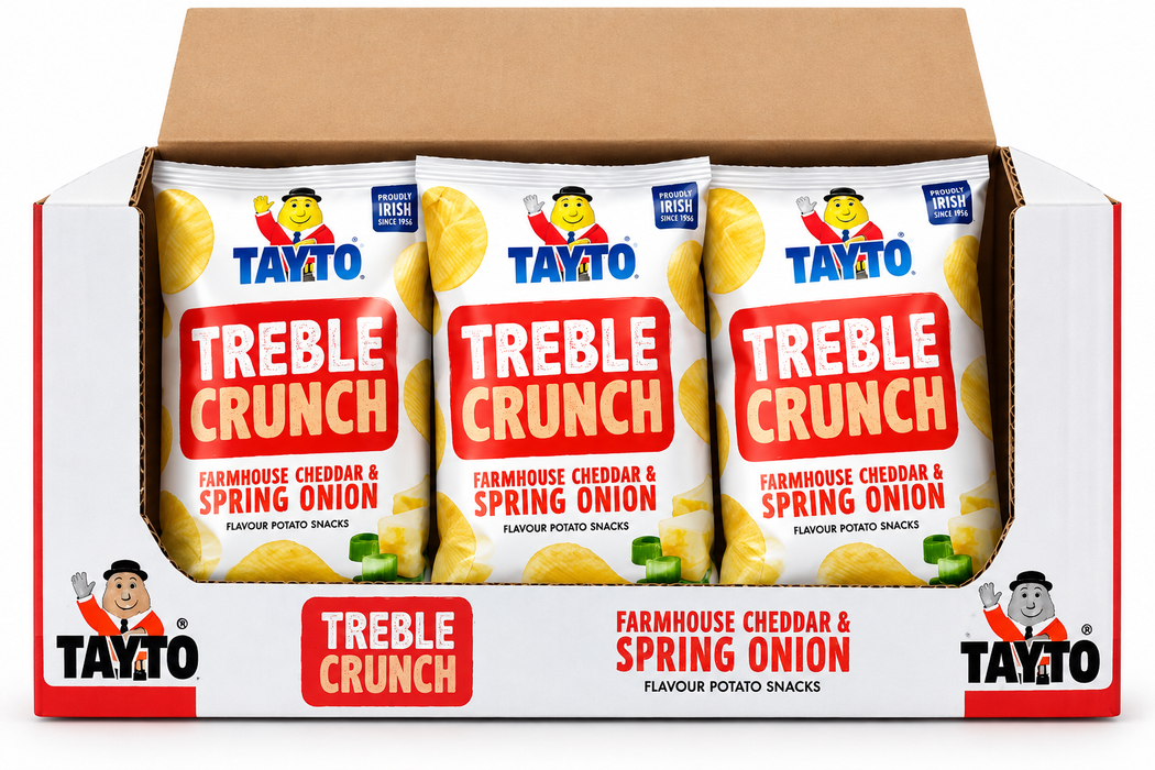Tayto Treble Crunch Cheddar & Onion Crisps 12x100g