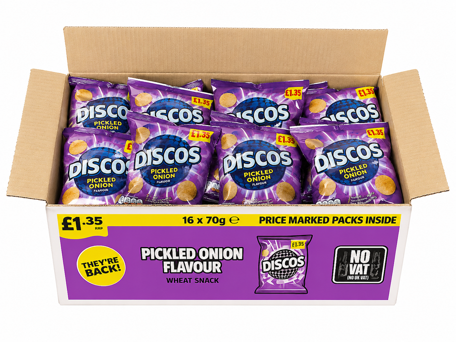 Disco's Crunchy Pickled Onion Snack Pack - 16x70g  | Netcrisps