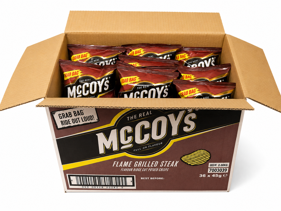 REDUCED McCoy's Ridge Cut Flame Grilled Steak | Box of 36 Packets (45g) | 18/07/26