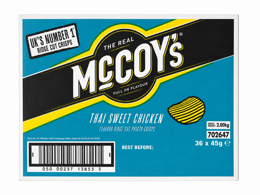 McCoy's thai sweet chicken packaging with blue background