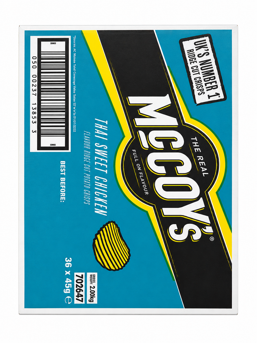 McCoy's Thai Sweet Chicken Ridge Cut Crisps | 36 x 45g Case