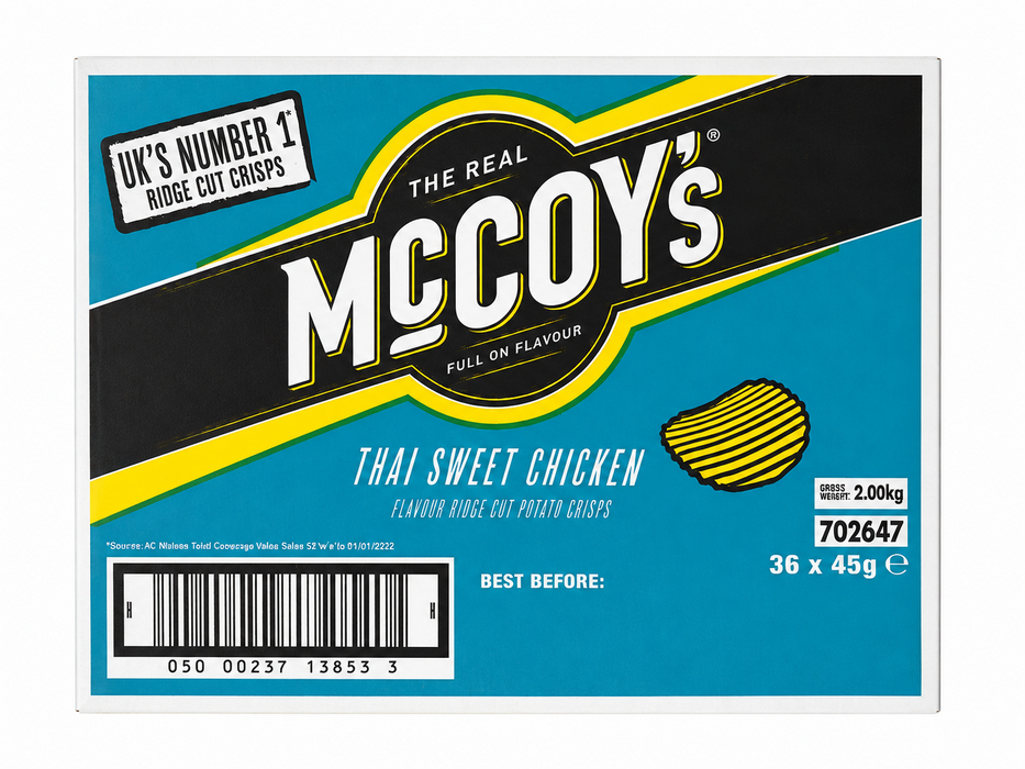 McCoy's thai sweet chicken packaging with blue background