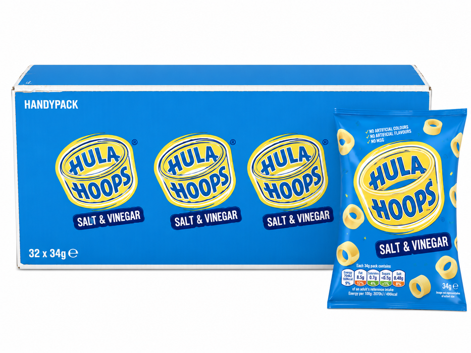 Hula Hoops Salt & Vinegar | Box of 32 Packets (34g) | Netcrisps